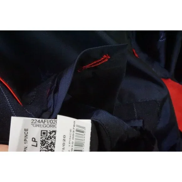 Isaia Napoli 130s Ply Wool Navy Blue Windowpane Sport Coat Jacket 56R NEW